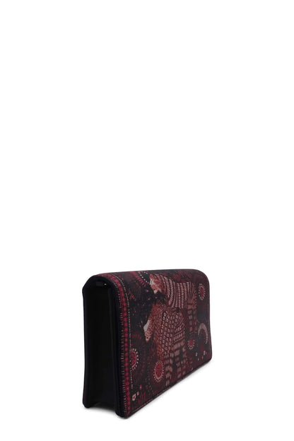 Lady  Animal Clutch on Chain Navy Pink