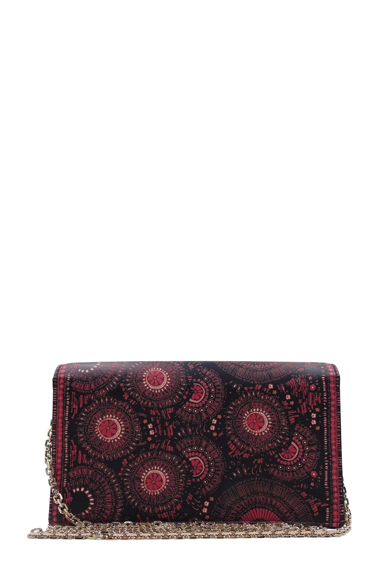 Lady  Animal Clutch on Chain Navy Pink
