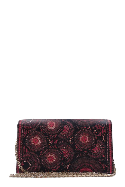 Lady  Animal Clutch on Chain Navy Pink