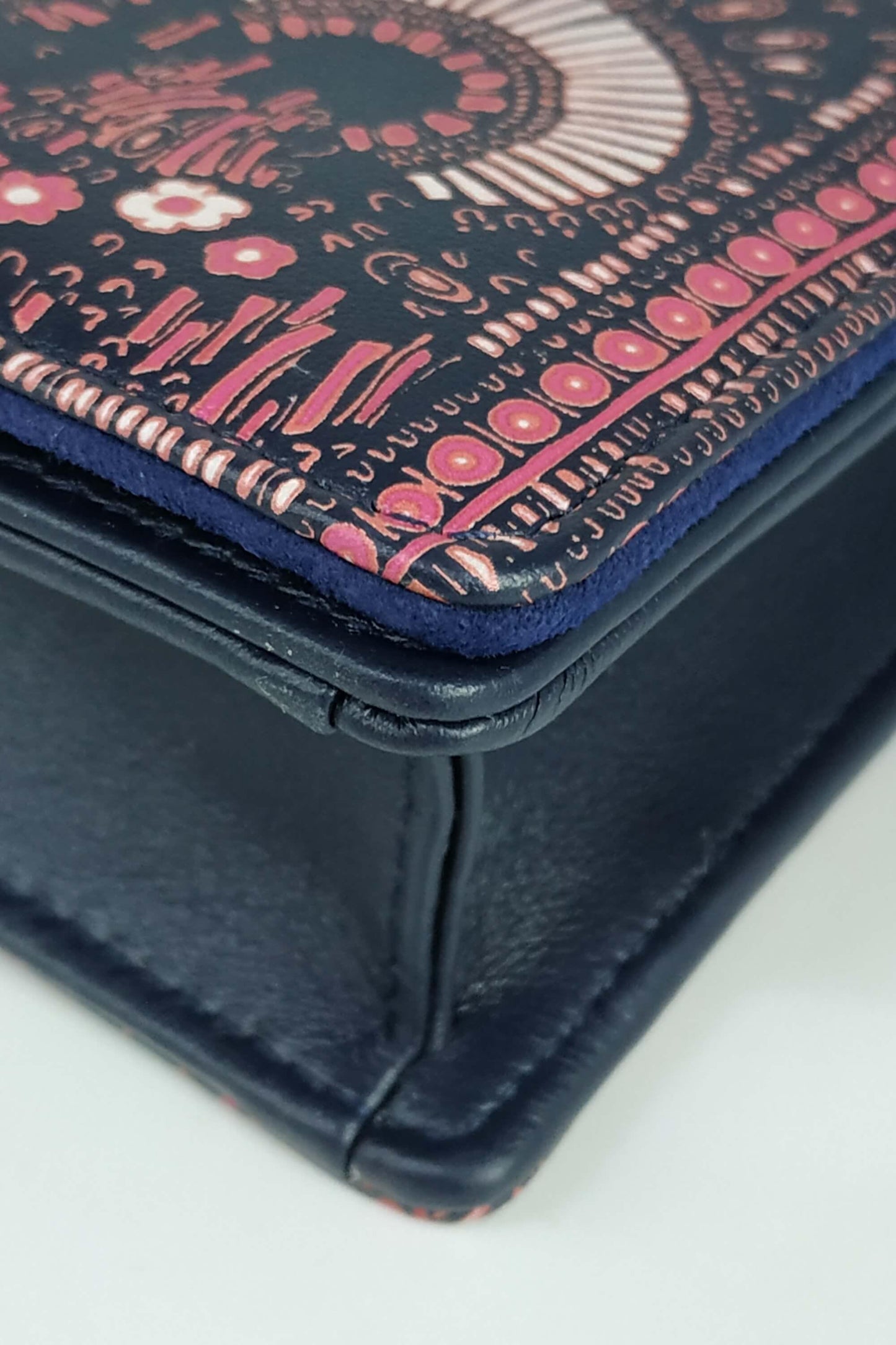 Lady  Animal Clutch on Chain Navy Pink