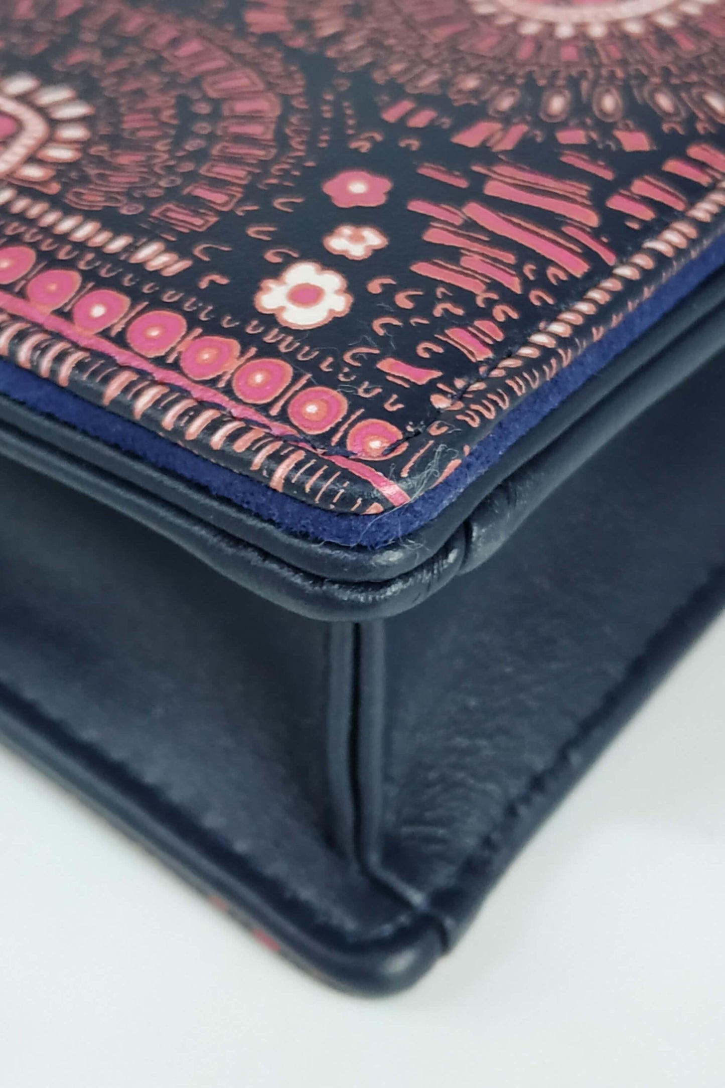 Lady  Animal Clutch on Chain Navy Pink
