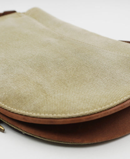 Leather-Trimmed Saddle Bag Brown, Green