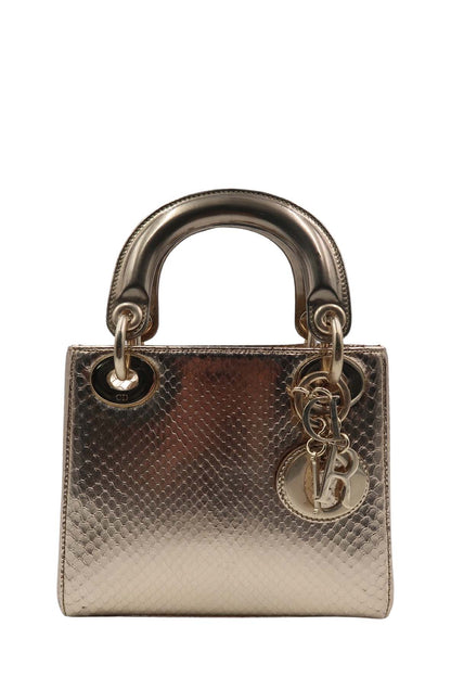 Python Mini Lady Dior Gold