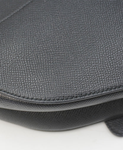 Saddle Grained Leather Calfskin with Strap Black