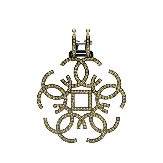 Chanel Metal Coco Mark Rhinestone Single Earring B17S