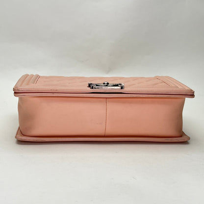 Boy New Medium Coral Shoulder Bag in Calfskin, Ruthenium hardware