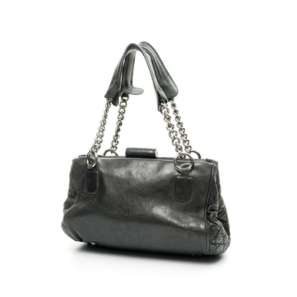 Perfect Day Black Shoulder Bag in Calfskin, Silver hardware