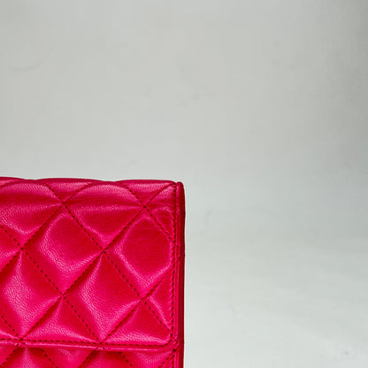 Classic Long Pink Wallet in Lambskin, Silver hardware