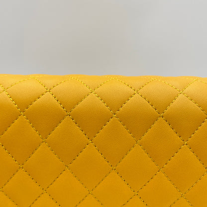 Boy Large Yellow Shoulder Bag in Lambskin, Ruthenium hardware
