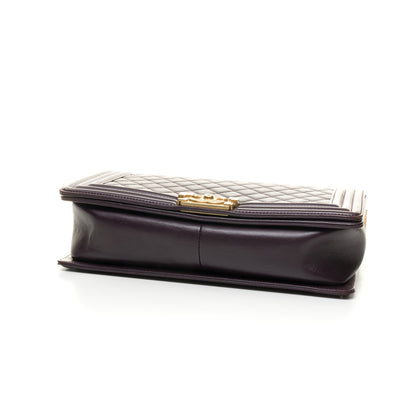 Boy Large Purple Shoulder Bag in Lambskin, Gold hardware
