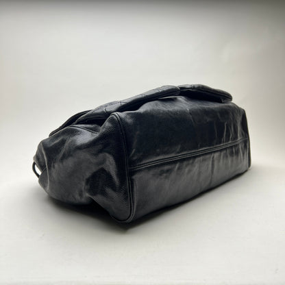 Pocket in the city Black Shoulder Bag in Caviar Leather, Ruthenium hardware