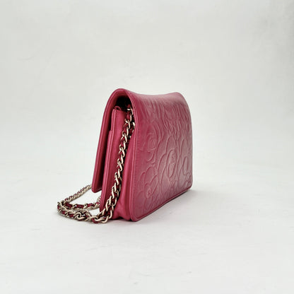 Camelia Pink Wallet on Chain in Lambskin, Gold hardware