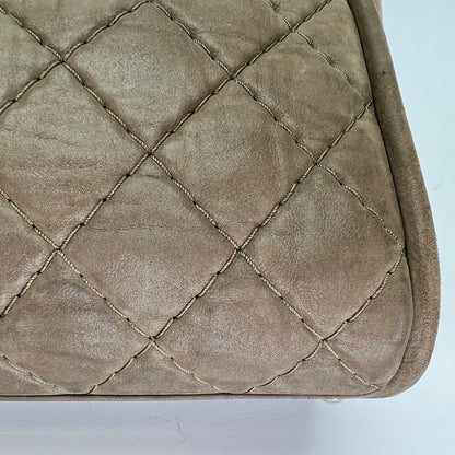 Wild stitch Brown Shoulder Bag in Calfskin, Silver hardware