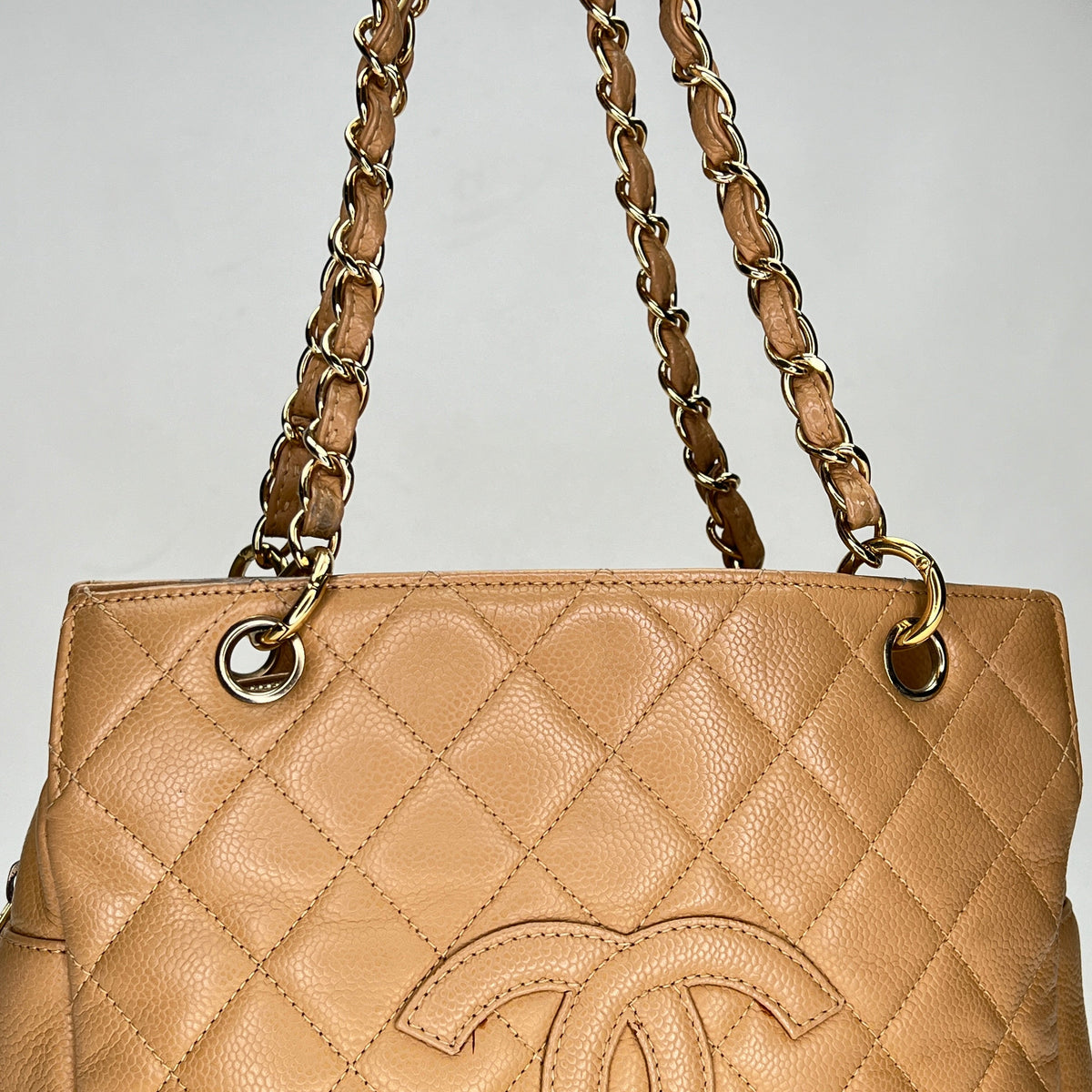 Timeless Petite Yellow Shoulder Bag in Caviar Leather, Gold hardware
