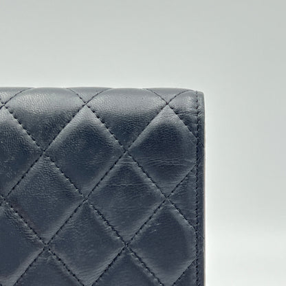 CC Quilted Wallet Black Wallet in Lambskin, Silver hardware