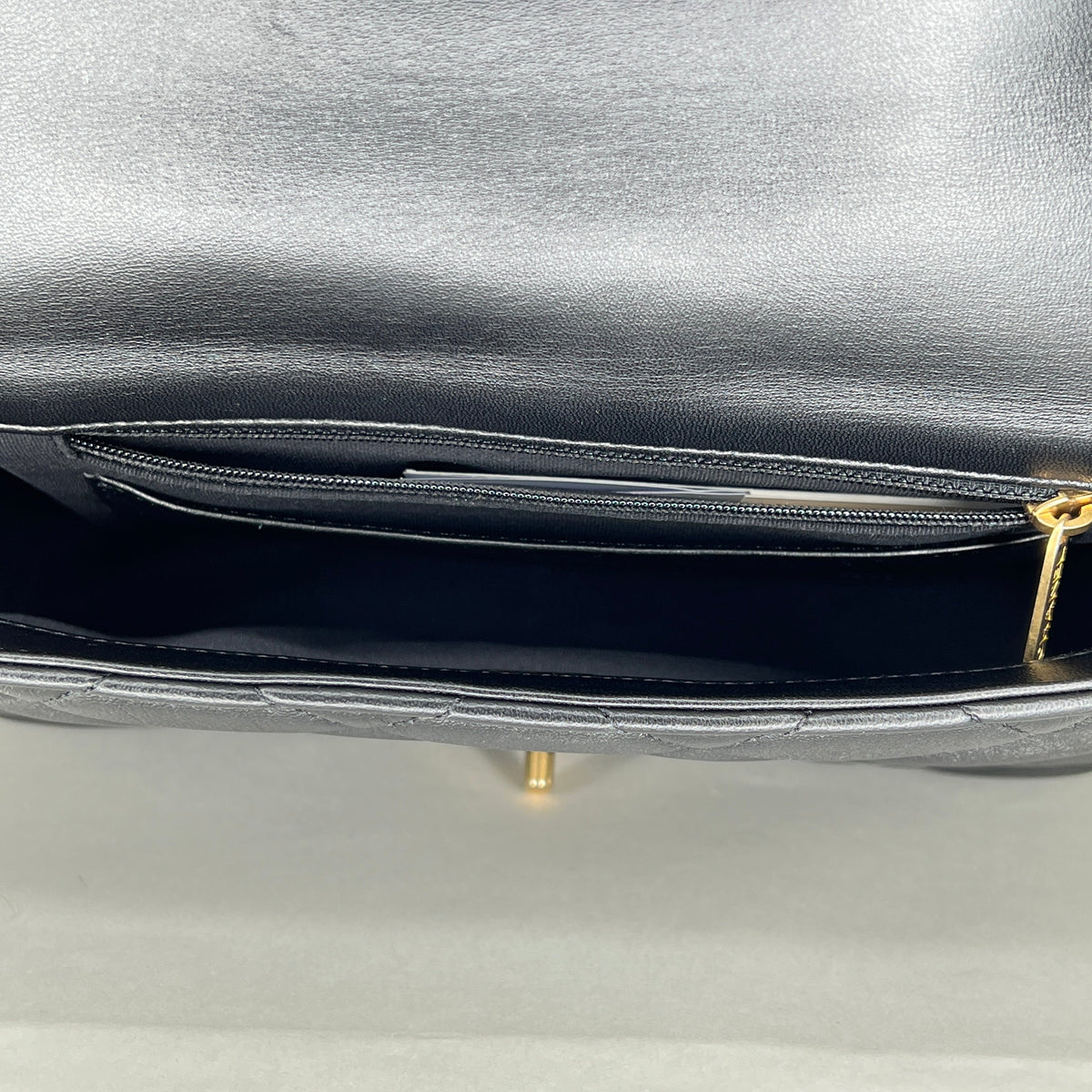 Single Flap Black Shoulder Bag in Calfskin, Gold hardware