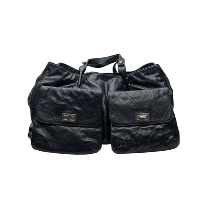 Pocket in the city Black Shoulder Bag in Caviar Leather, Ruthenium hardware