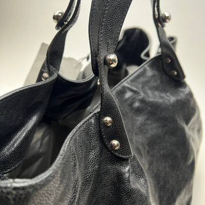 Pocket in the city Black Shoulder Bag in Caviar Leather, Ruthenium hardware