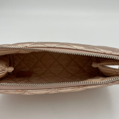Metallic Quilt Pink Pouch in Lambskin, Silver hardware
