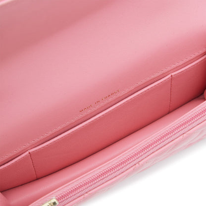 Classic Mini Pink Top Handle Bag in Lambskin, Light Gold hardware