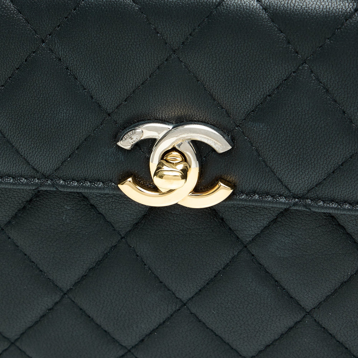 Trendy Front Pocket Black Crossbody Bag in Lambskin, Mixed hardware