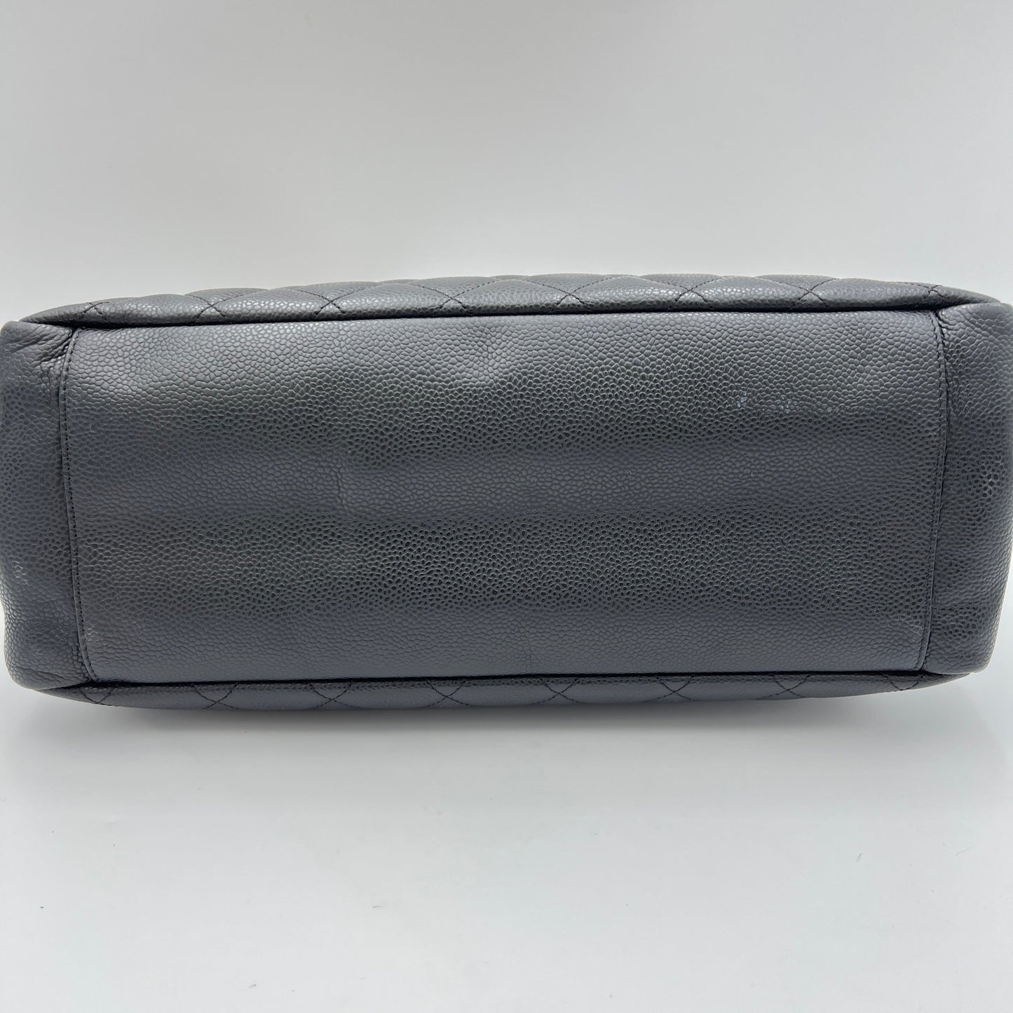 GST Black Tote Bag in Caviar Leather, Silver hardware
