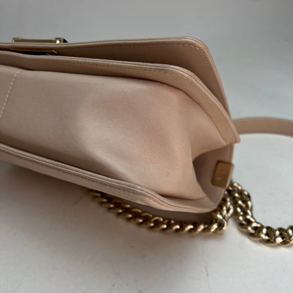 Boy Medium Medium Beige Shoulder Bag in Lambskin, Light Gold hardware