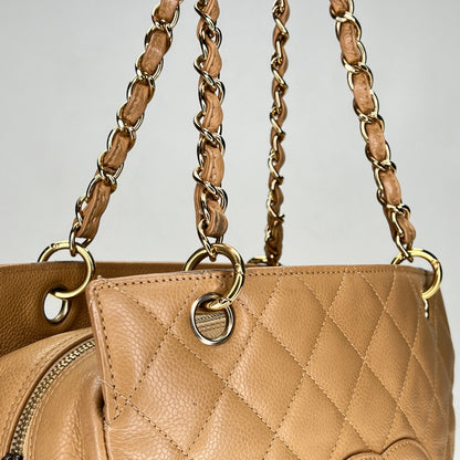 Timeless Petite Yellow Shoulder Bag in Caviar Leather, Gold hardware