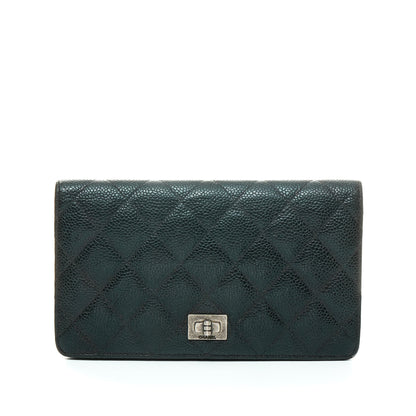 2.55 Reissue Black Wallet in Caviar Leather, Ruthenium hardware