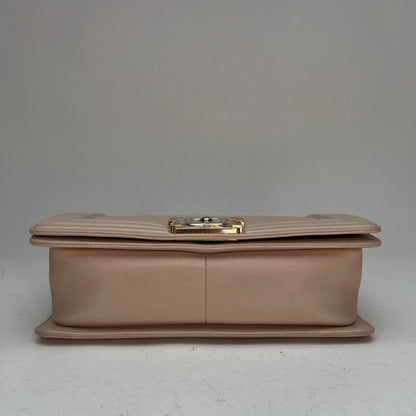 Boy Medium Medium Beige Shoulder Bag in Lambskin, Light Gold hardware