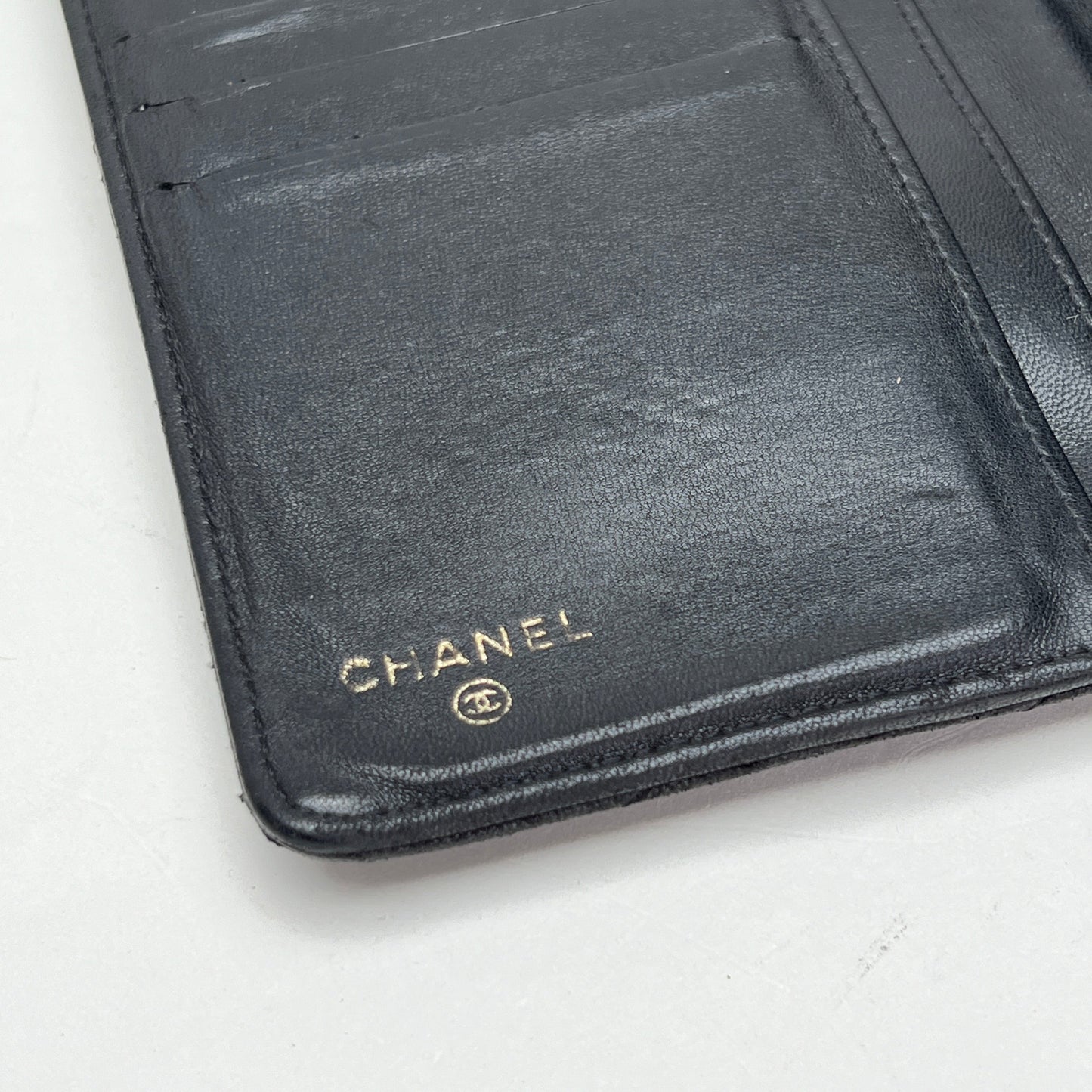 2.55 Long Flap Black Wallet in Calfskin, Gold hardware