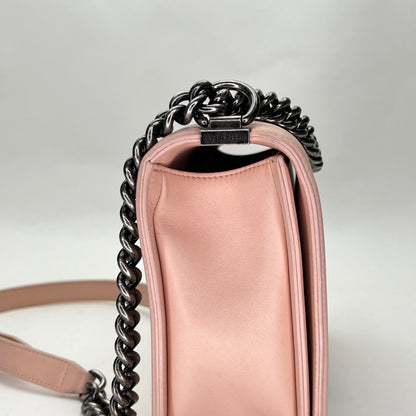 Boy New Medium Coral Shoulder Bag in Calfskin, Ruthenium hardware