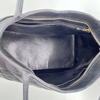 Medallion Black Tote Bag in Caviar Leather, Gold hardware