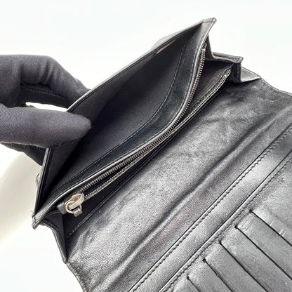 2.55 Long Flap Black Wallet in Calfskin, Gold hardware