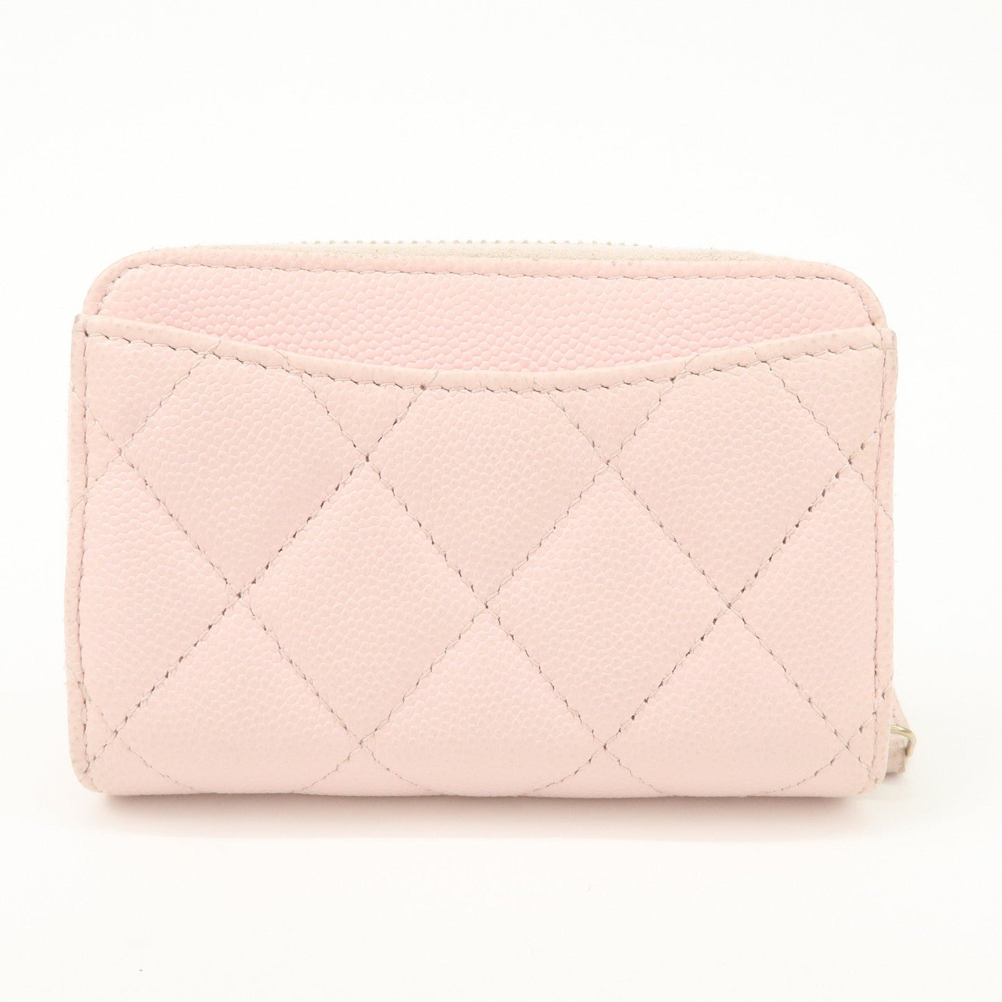 CHANEL Matelasse Caviarskin Classic Zip Around Coin Case Pink AP0216