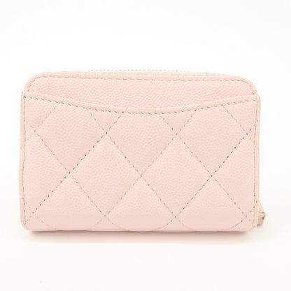 CHANEL Matelasse Caviarskin Classic Zip Around Coin Case Pink AP0216