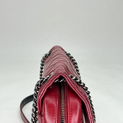 Easy Flap Medium Maroon Shoulder Bag in Calfskin, Ruthenium hardware
