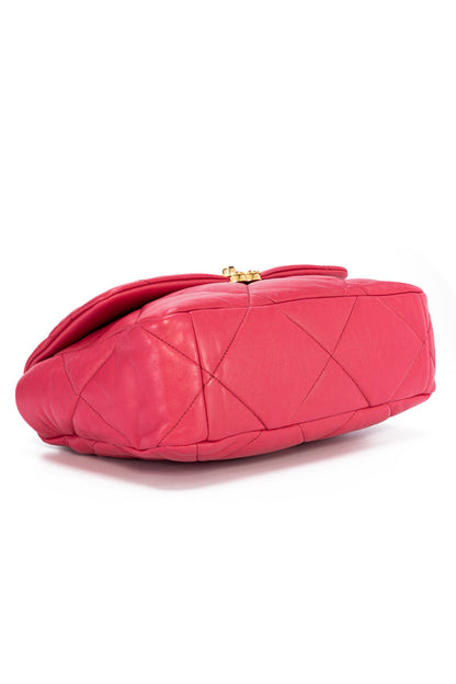 C19 Large Pink Shoulder Bag in Lambskin, Mixed hardware