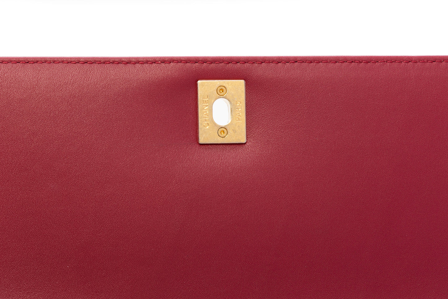 Coco Chevron Small Red Top Handle Bag in Calfskin, Gold hardware