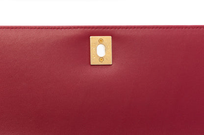 Coco Chevron Small Red Top Handle Bag in Calfskin, Gold hardware