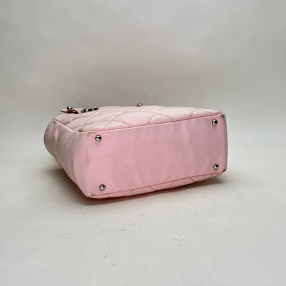 Paris Biarritz Small Pink Tote Bag in Canvas, Silver hardware