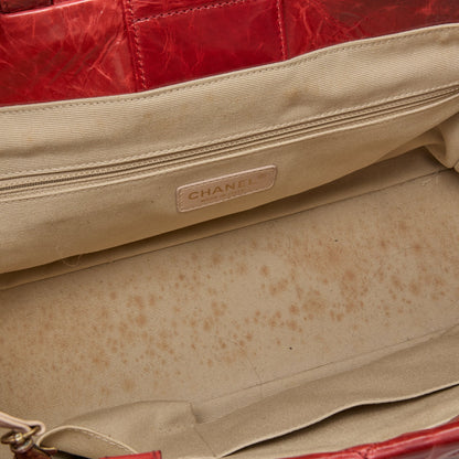 Quilted Red Top Handle Bag in Patent Leather, Gold hardware