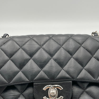 Classic Double Flap Small Black Shoulder Bag in Lambskin, Silver hardware