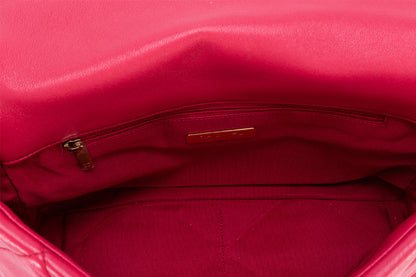 C19 Large Pink Shoulder Bag in Lambskin, Mixed hardware