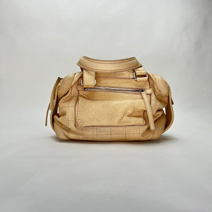Vintage Chocolate Bar Boston Cream Shoulder Bag in Calfskin, Silver hardware