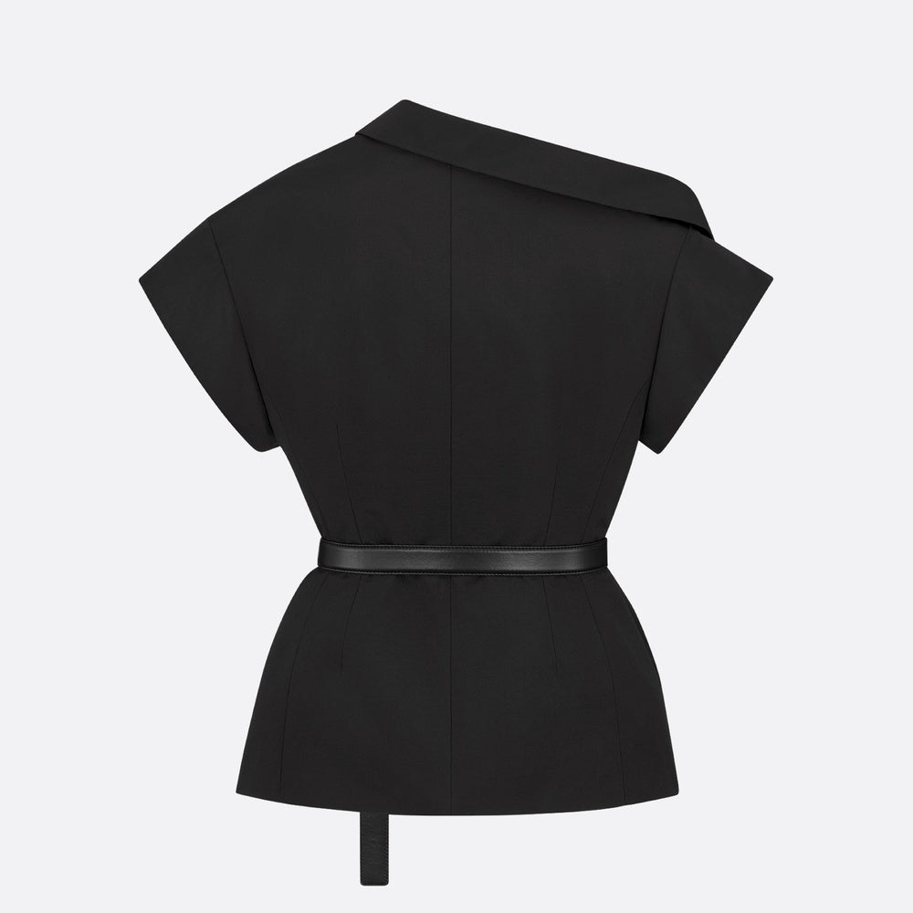 Asymmetric Short-Sleeved Jacket with Belt