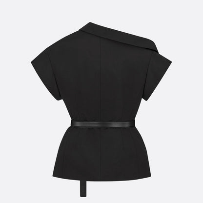 Asymmetric Short-Sleeved Jacket with Belt