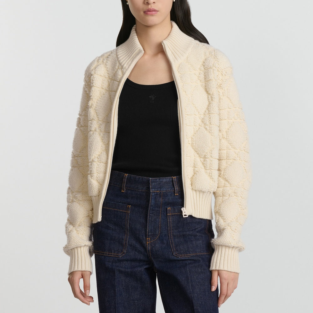 Macrocannage Zipped Cardigan