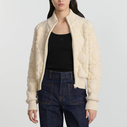 Macrocannage Zipped Cardigan