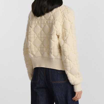 Macrocannage Zipped Cardigan